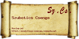 Szubotics Csenge névjegykártya